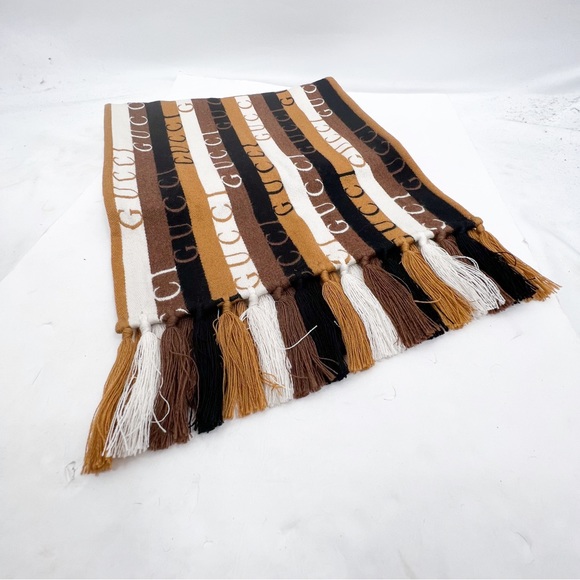 GUCCI Logo Stripe Wool 2021 Scarf w/ Tags - Picture 13 of 16